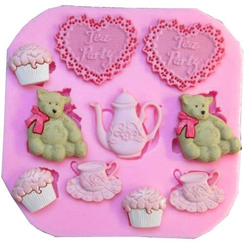 Free shipping 3D Bear Dining cooking tools fondant DIY cake silicone moulds chocolate baking decoration candy Resin craft