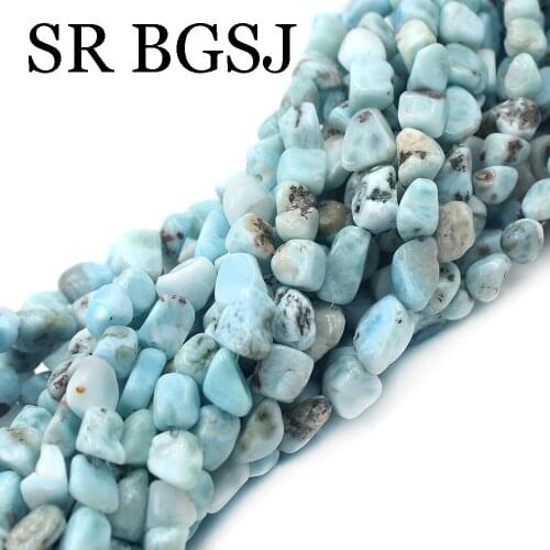 Free Ship 8x12mm Freeform Nugget Larimar Gems Beads Genuine Natural Stone Spacer Beads Strand 15"