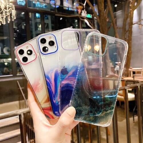 Glitter Plating TPU Phone Case For iPhone 12 11 XS Max XR XS X Clear Colorful Back Cover for iPhone 7 8 Plus