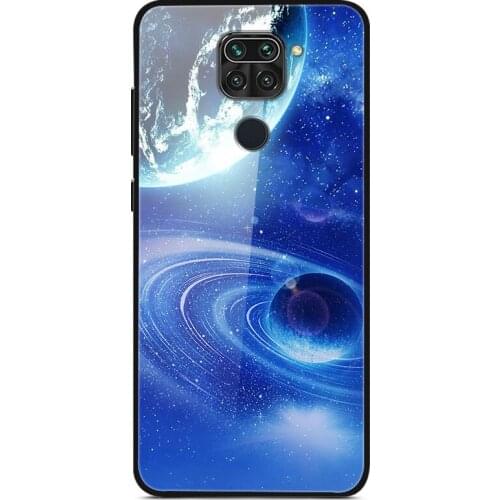 For Xiaomi Redmi Note 9 Phone Case Tempered Glass Case Back Phone Cover Star Sky Pattern