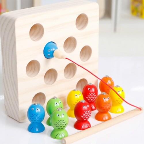 Wooden Montessori Toy For Children Magnetic Fishing 3D Catch The Insect Early Educational Learning Toy Set