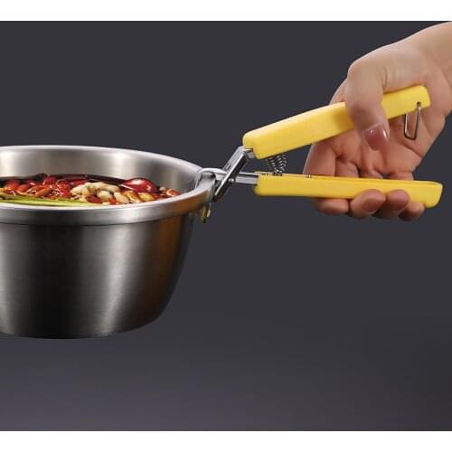 Bowl Spoon Utensil Holder Dish Clamp Pot Pan Gripper Clip Hot Dish Plate Bowl Clip Tongs Silicone Handle Kitchen Tool Organizer