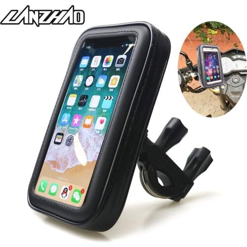 Motorcycle Handlebar Phone Holder Zipper Pocket Waterproof PU Leather Accessories Dual Screw for Harley Kawasaki Touring Cruiser