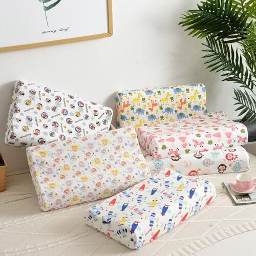 Baby Natural Latex Pillow Cotton Cartoon Printing Pillowcase Healthy Sleeping Bedding Kids Neck Pillow Child Latex 1PCS