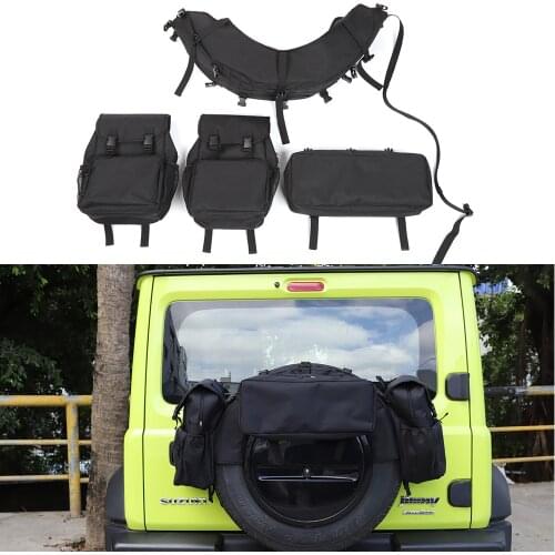 Stowing Tidying for Suzuki Jimny 2019 2020 2021 Car Spare Tire Storage Bag Kit Cargo Organizer Bags Black External Accessories