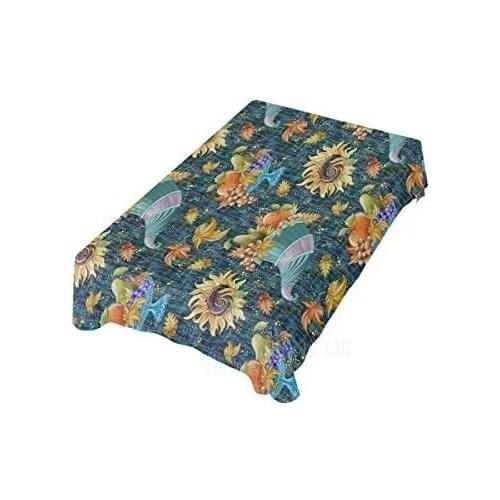 Sunflower Print Kitchen Decoration Wrinkle Resistant Smooth Tablecloth