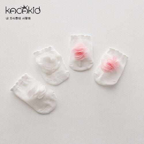 Kacakid 0-4 Years Child Kids Baby 3D Flower Breathable Socks White Pink Cotton Princess Socks