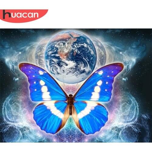 HUACAN Full Drill Diamond Painting Butterfly Art Rhinestone 5D DIY Diamond Embroidery Animal Mosaic Handicraft Home Decoration