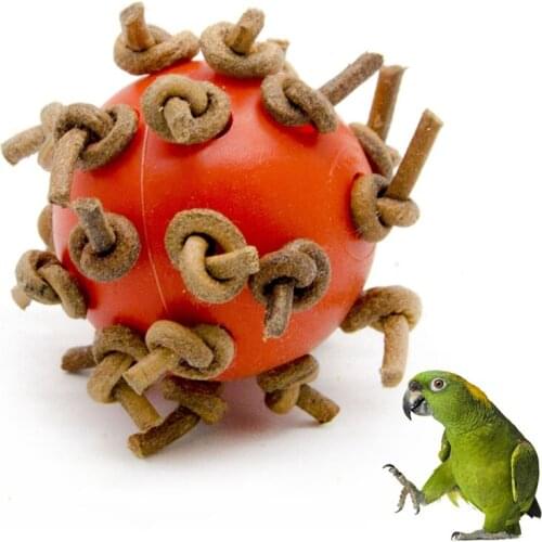 Interactive 1Pcs Parrot Chew Toy RopePlastic Bird Playing Ball Parrot Chewing Ball Bite Resistant Toy For Bird Parrot Funny Toy