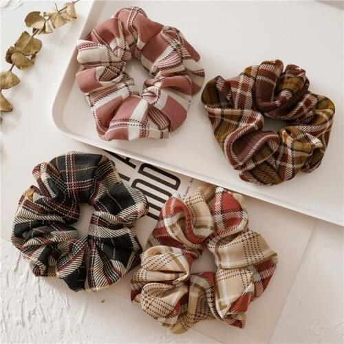 Classic Plaid Hair Scrunchies Women Elastic Hair Bands Stretchy Scrunchie Girls Headwear Loop Ponytail Holder Hair Accessories