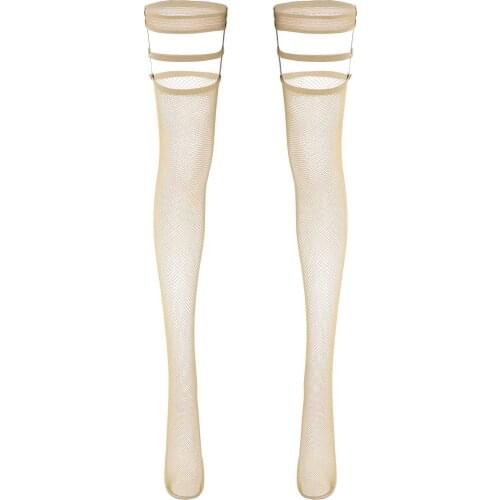 Mens Non-slip Stockings Fishnet Elastic Stocking Man Stretchy Rivet Thigh High Stocking Male Over Knee Stockings Sexy Clothes