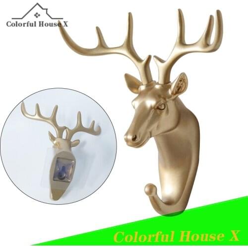 Creative Americanstyle Punch-Free Clothes Hanging Keychain Decorative Hooks Creative Animal Head Wall Hooks Bathroom Accessories