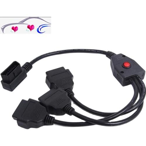 L Head 16 Pin OBD 1 To 3 Splitter Cable Wire Extension Cords Male To Triple Female Connector With Switch For Multiple OBD2 327