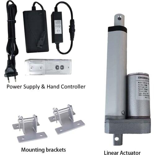 24V DC Linear Actuator + Power Supply + Wireless Remote + Mounting Brackets Stroke 25mm 50mm 75mm 100mm 150mm For Nursing Bed