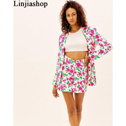 Sweet summer skirt floral print elegant women high waist office suits skirt mujer summer juper