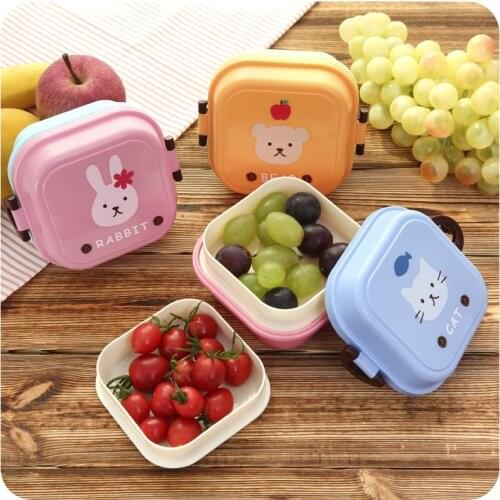 Cartoon Animal lunch box Portable student childrens lunch box Microwave oven Mini double-decker lunch box