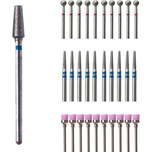10pcs Nail Drill Bit Set Diamond Milling Cutter Electric Manicure Drills For Pedicure Machine Burr Nail Art Equipment