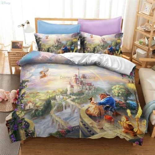 Cartoon 3d Beauty and The Beast Movie Duvet Cover Set Pillowcases Twin Full Queen King Bedding Set Bedroom Comforter Cover Sets
