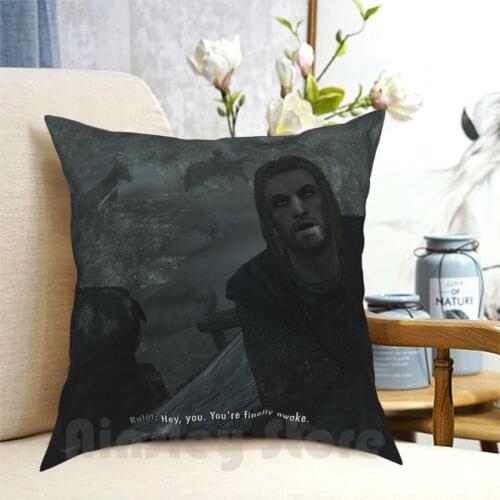 Hey , You , You'Re Finally Awake Pillow Case Printed Home Soft Throw Pillow Skyrim Nord Hey You Youre Your Finally Awake