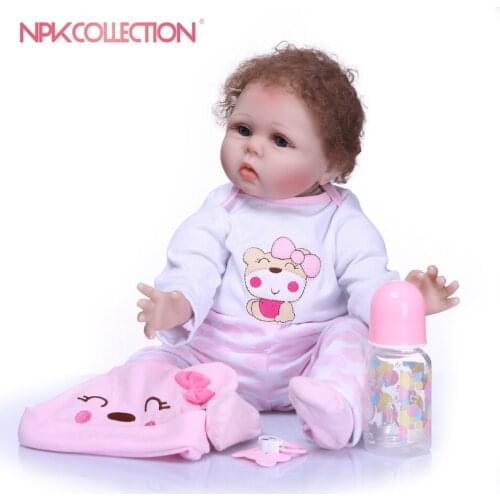 NPKCOLLECTION 55CM Silicone Reborn Baby Doll Handmade Doll Alive Soft Toy For Bouquets Doll Bebes Reborn Girls Playmate Gift Toy