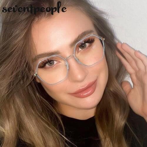 Fashion Irregular Metal Frame Computer Anti Blue Glasses Women 2021 Luxury Brand Effective Radiation Protection Optical Eyewear