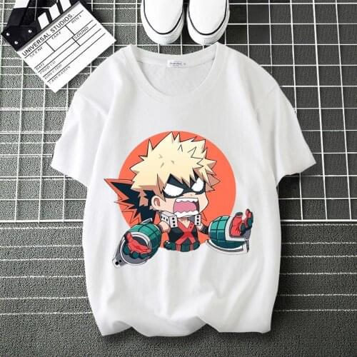 My Hero Academia Bakugo Katsuki Graphics Printed personalise T-Shirt O-Neck Short Sleeve Modal Top Tee