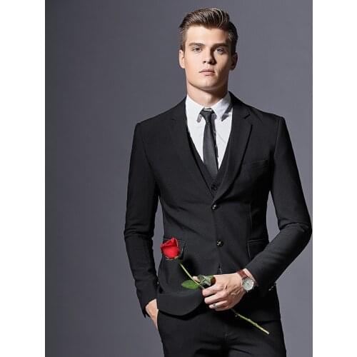 Jacket+Vest+Pants) Suits 3-Piece Business Party Best Men Suits Peaked Lapel Custom Made Wedding Groom Tuxedos Business Dress