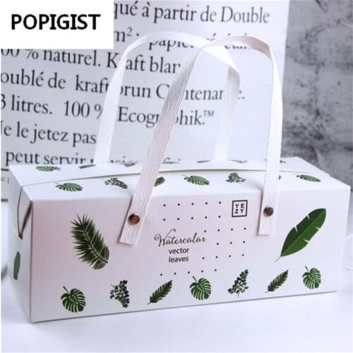 The leaves gift paper bag with handles green color Festival gift bag wedding party paper bags with handles Candy box package