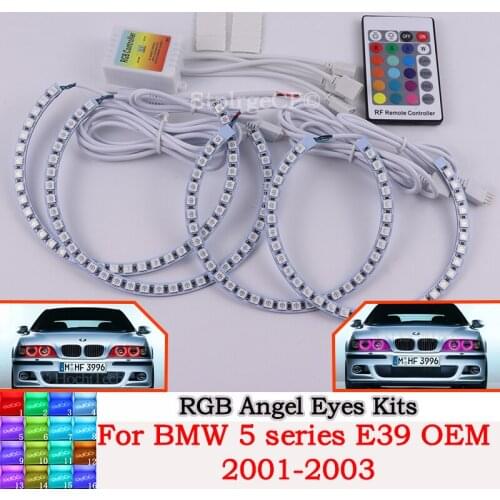 Daytime running lights DRL Angel Eyes LED RGB CCFL SMD headlight 4 ring set for BMW 5 series E39 OEM 2001-2003 car accessories