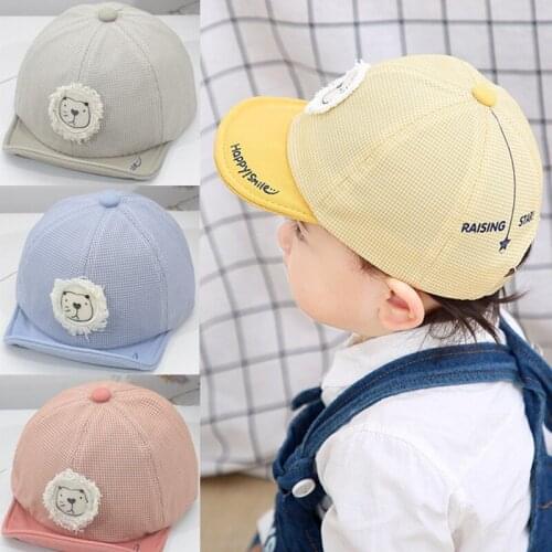 4Colors New Little Lion Childrens Soft Brim Cap Baby Boys And Girls Sunscreen Cotton Sun Hat