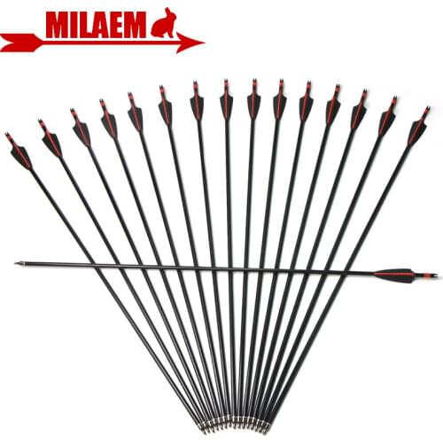 6/12/24pcs Archery Fiberglass Arrow 31inch Spine 500 OD8mm ID6mm Stainless Steel Replaceable Arrowhead Shooting Accessories