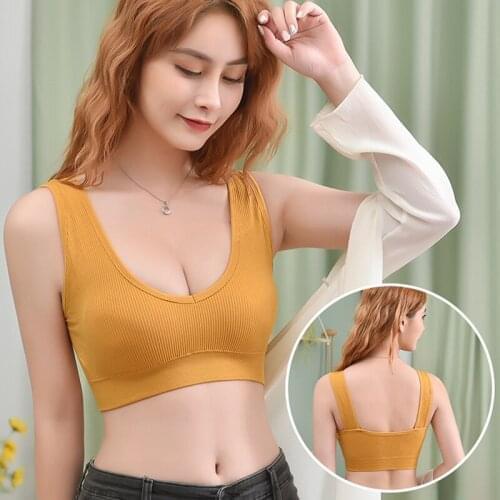 Q Women Tank Crop Tops Wrapped Seamless Underwear Female Crop Tops Sport Short Top Padded Camisole Elastic Woman Sexy Lingerie