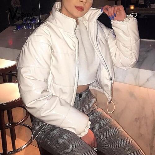 Women Oversized Cotton Cropped Jacket Fashion Winter White Pullover Coat Female Casual Black Warm Loose Zipper Outwear Plus Size