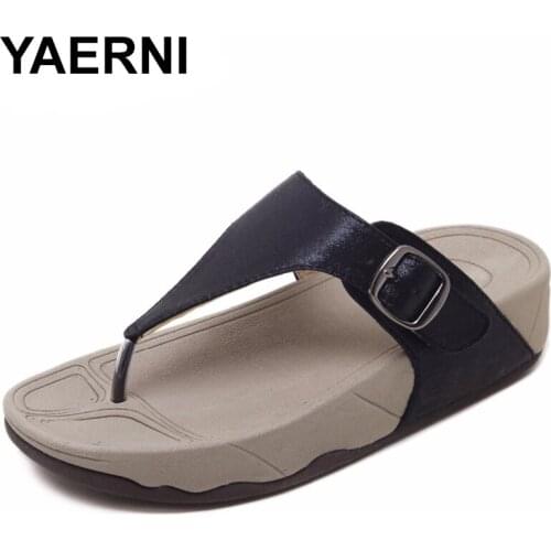 YAERNI hot sell women summer Comfortable Breathable Flat sandals shoes woman flip flop Buckle causal beach sandals size 35-40