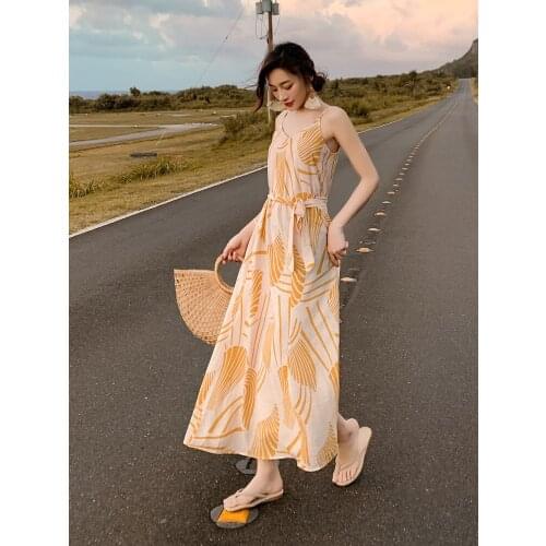 Skirt Thai seaside holiday dress suspender skirt womens summer Bohemian long skirt beach skirt super Fairy