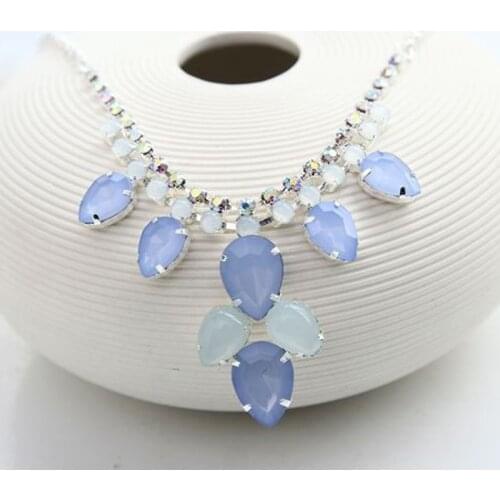 YFJEWE Claw Chain Silver Plated Colorful Rhinestone with blue water droplets Women Necklaces Summer Beach Fashion Necklace #N036