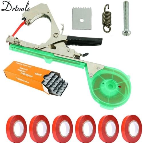 Drtools New High Quality Plant Branch Hand Tying Staples +Tapener +TapesBinding Machine Flower Vegetable Garden tapetool 1set