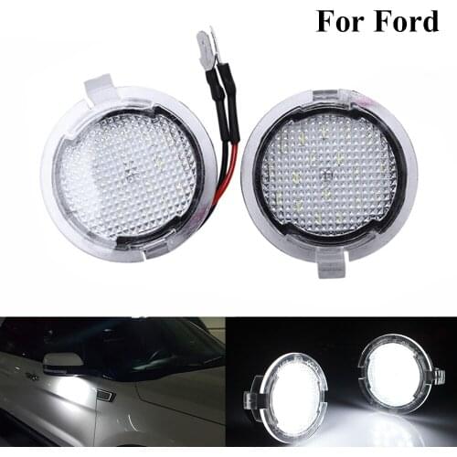 2Pcs Bright White Car LED Under Side Mirror Puddle Light Waterproof Signal Lamp For Ford F-150 Edge Fusion Flex Explorer Mondeo