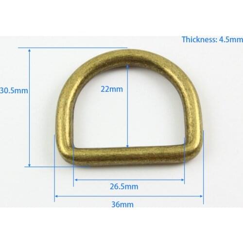 20 Pieces 26.5mm Antique Brass Color Welded Metal D Ring For Purse Bag Handbag