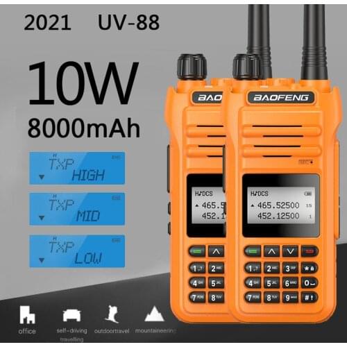 2PCSNew Baofeng UV-88 Walkie Talkie Dual Band High Power Long Range 30KM Transceiver UV88 huntingUV-9R Plus Two way Radio