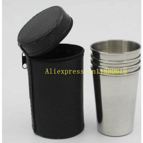 50sets/lot(4pcs/set) Fast Shipping 70ml Cups Set Stainless Steel Cup Wine Beer Whiskey Mugs Outdoor Travel Cup