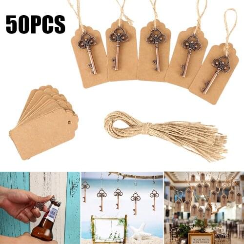 50pcs Key Bottle Opener Keychain Metal Key Wine Beer Bottle Opener Wedding Gifts for Guests Wedding Party Favors Souvenir Gifts