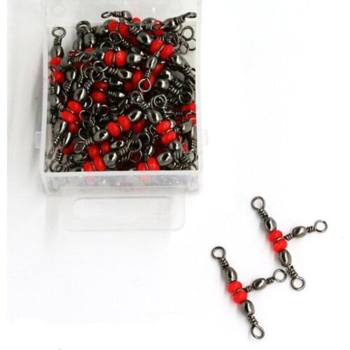 50Pcs/lot 3 Way Fishing Rolling Brass Barrel Triple Swivels Bearing Connector Solid Ring Fishing Fishing Tackle Accessory #ND