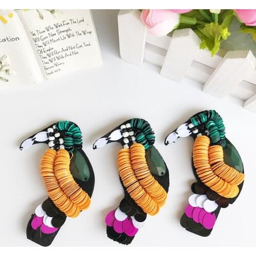 Sequins Bird Patch for Clothes Sewing on Beaded Applique for Jackets Coats Bags Rhinestone DIY Craft Beading Sequined Appliques
