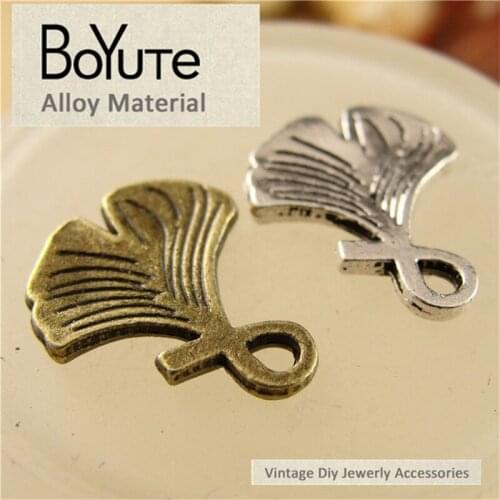 BoYuTe (100 Pieces/Lot) 13*11MM 2 Colors Leaf Charms Diy Jewelry Vintage Pendant Charms Wholesale Zinc Alloy Material Findings