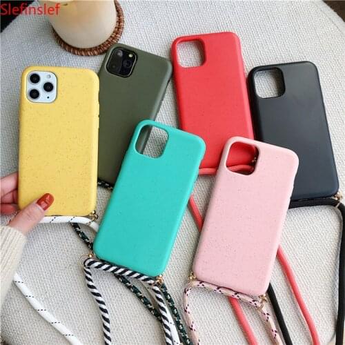 Candy Color Rope Lanyard Case For iPhone 11Pro XS Max X XR 8 7 6 6S Plus Necklace Hang Strap Crossbody Silicone Soft Phone Cover
