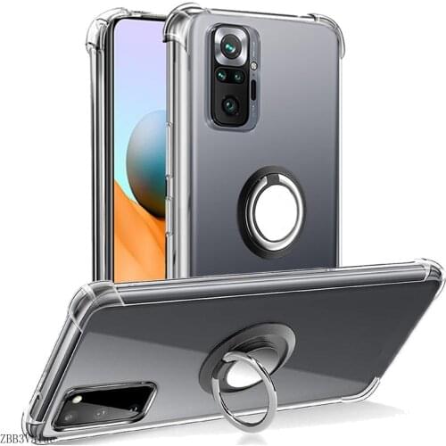 Metal Ring Holder Cover Redmi Note10 Pro Case Silicon Transparent Shockproof Phone Case For Xiaomi Redmi Note 10 Pro 10Pro Cases