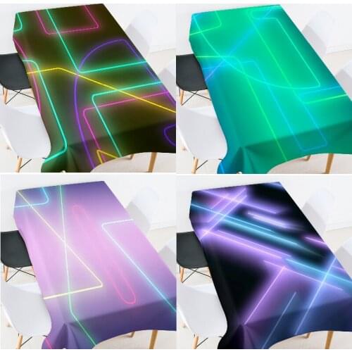 Color fluorescent lines table cloth rectangular room decor aesthetic dinning table decoration table cloth set picnic blanket