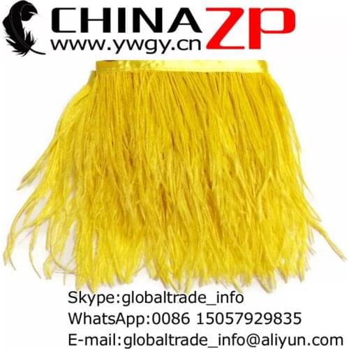 CHINAZP Factory Cheap Wholesale 20yards/lot Best Quality Dyed Yellow Ostrich Feather Fringe Trimming