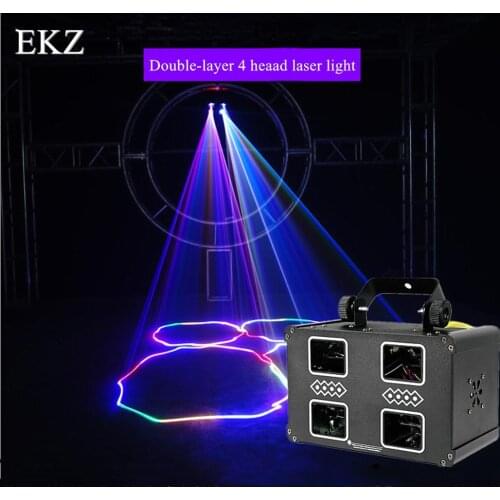 Double-layer four-head full-color dj light disco lights flashlight private room bar dance hall voice control laser stage lighti